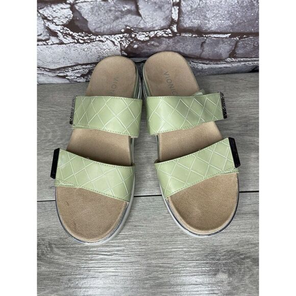 Vionic Brandie Mint Green Double Strap Slide Vegan Sandals Women’s Sz 8M US/39EU - Picture 2 of 16